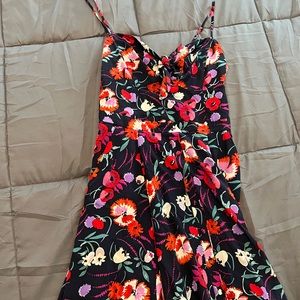 Anthropologie silk bustier top floral flowy midi dress